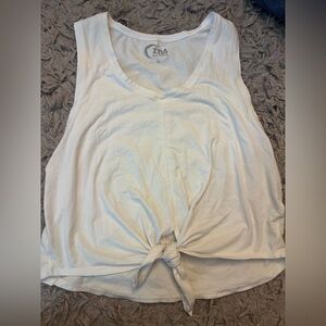 Casual White Tie-Front Tank Top